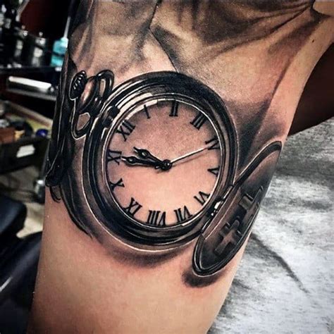 realistic pocket watch tattoo